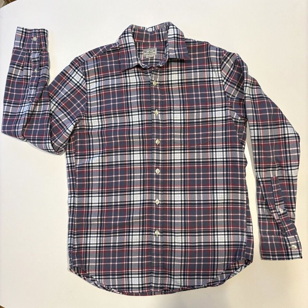 Tailored By J Crew Long Sleeve Button Up Mens S Plaid 100% Cotton Prep Classic